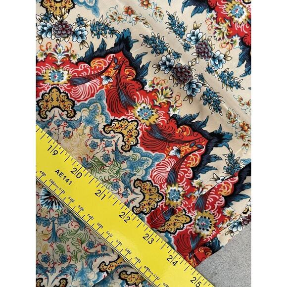 KAS New York for Anthropologie Size 12 Satin Floral Dolman Sleeve Boho Top - Picture 4 of 8